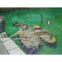 Claude Monet peintures à l'huile Quay avec Hommes Déchargement Sable Barges toile Reproduction de haute qualité peint à la main