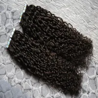 Wholesale Cheap 8a Tape Hair Kinky Curly 200g Tape Hair Skin Weft Tape In On Skin Weft Human Hair Extension 80 pcs 16&quot; 18&quot; 20&quot; 22&quot; 24&quot;