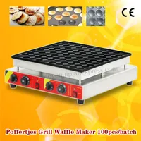 電動Poffertjesグリル100個/バッチPoffertjes Pancake Waffle Machine Timerと温度コントローラーが付いているステンレス鋼