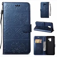 Imprint Elephant Flip Card Slot Wallet Leather Cover Phone Case For Samsung A40 70 20E M10 20 J6PRIME Huawei Y9P H20 P20L 2019