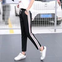 5 Style Damskie Spodnie Harerem Side Paski Spodnie Spodnie Czarny Biały Elastyczne Luźne Szczupła Pantalon Mujer S-XXL Femme