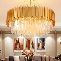Americano moderno candelabro de cristal candeeiros de LED lustres de cristal de ouro dispositivo elétrico de iluminação de iluminação interior casa lobby do hotel pendurado lâmpada