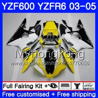 YAMAHA YZF600 YZF R6 03 04 05 için gövde YZFR6 03 Kaporta 228HM.18 YZF 600 R 6 YZF-600 sarı siyah stok YZF-R6 2003 2004 2005 Fairings Kit