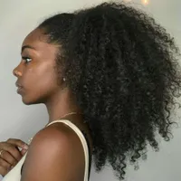 Afro Kinky Curly Updo Fluffy Scrunchy Ponytail Hairpiece 140g Chignon Extensiones de moño para el cabello con clips de cordón elástico para mujeres negras