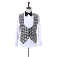 New fashion Houndstooth Vests Cotton Herringbone British style Mens Waistcoat tailor slim fit Vests wedding Wear for men NO:02