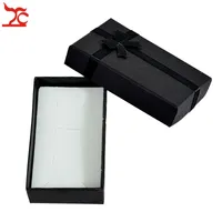 Partihandel 120pcs Black Paper Smycken Box Hängsmycke Halsband Ring Set Förpackning Box Silk Bow Earring Presentförpackning med svamp 5 * 8 * 2,5 cm