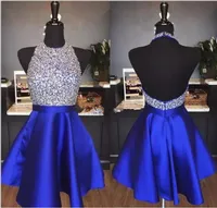 2018 Royal Blue Robe Sparkly Homecoming Robes A Line Hater Herse Dossier Perles De Perles Sourles Robes pour Bal Abiti Da Ballo Custom Custom