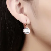 Nowa Biała Bella Crystal Drop Kolczyki Dla Kobiet Kryształ z Swarovski Moda Okrągłe Kolczyki Biżuteria Ślubna Prezent