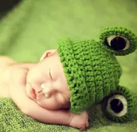 من الصوف اليدوي قبعة من الصوف الرضع الضفدع قبعة لصبي فتاة الحيوان-- على شكل قبعة الطفل القبعات 100 أيام kints بيني أزياء القبعات الرضع