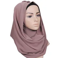 serviette bulle en mousseline de soie perle ethnique monochrome bandeau haute qualité femmes musulmanes Echarpes hijab