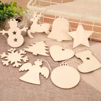 10st / set Hot Mini Christmas Wooden Pendants Hemmaffär Julgransstrumpor Snögubbe Angel Pendant Decorations Mix Order