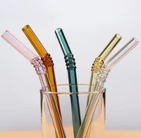 Palhinhas de vidro Reutilizáveis ​​Palhas De Metal Canudo Beber Bar Bebidas Partido vinho Acessórios 8 MM e escova de limpeza