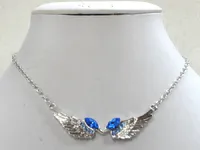 12pcs / lot En Gros Rhinestone Angel ailes de mode pendentif colliers chaîne de vêtements bijoux F141