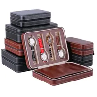 2/4/8 Slot Portable Watch Box PU Paquete de cuero Paquete Organizador de viaje Caso Pantalla Contenedor Contenedor Titular de almacenamiento