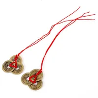 2 pièces / jeu de pièces de monnaie en cuivre chinois pour la chance Amulette de feng shui traditionnelle