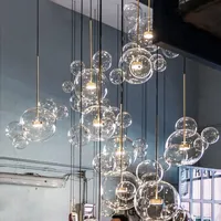 Hanger lampen glas minimalistisch moleculaire Noordse kroonluchter Ltaliaanse ontwerper Creative Bubble Glass Restaurant eetkamer hanglampen