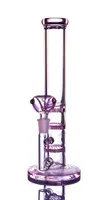 Pink Bong Girly Honeycomb Hookahs Glass Water Pipes 3 Layers Cute Dab Bong 11 Inches and 14mm Joint