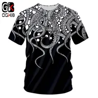 OGKB New Cool Impressão Octopus Tentáculo Tshirt 3d Para Homens / mulheres Casual T-shirt Homme Hiphop Do Punk O Pescoço Camisetas 7XL