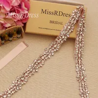 Miscdress Cienka Rose Złoty Bridal Belas Sash Z Kryształowe Wstążki Klejnotowe Dżerowe Pas Pas Dresses IS857