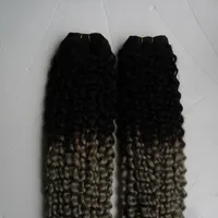 200 g 2pcs 1b / Grigio Ombre Hambre Human Hair Weave Bundle Brasiliano Kinky Ricci 2 Estensione Bundle