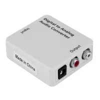 Freeshipping White Compact Digital Optical Toslink Coax to Analog R/L/RCA Audio Signal Converter Adapter with USB Power Cable Fiber Cable