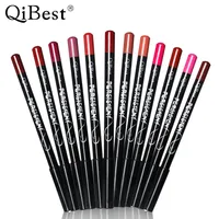 12 Colors/Set Qibest Professional Cosmetic Waterproof Long-lastingLip Liner Pencil Lipliner Pen Functional Eyebrow Eye Lip Tools