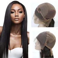 Malaysian Silky Straight Lace Front Human Hair Wigs For Black Woman 150 Density Glueless Full Lace Wigs with Baby Hair Natural Hairline