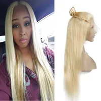 Najwyższej jakości brazylijska prosta koronka przednie ludzkie włosy peruki z baby włosów Brazylijski 613 # Blonde Glueless Full Lace Peruki dla czarnych kobiet