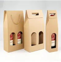 Ücretsiz nakliye Kraft Kağıt Şarap Çanta logosu Paketi Oliver Yağ Şampanya Şişe Taşıyıcı Hediye Sahibinin 50pcs SN1569 Sıcak damgalama