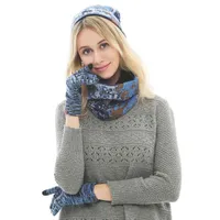 Зима мужчины и женщины Шапочка Hat + шарф + сенсорный экран перчатки 3 шт. зима теплая одежда набор для женщин 4 цвета