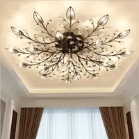 Modern K9 Crystal chandelier LED Flush Mount Ceiling Lights Fixture Gold Black Home Lamps for Living Room Bedroom Kitchen fixtures