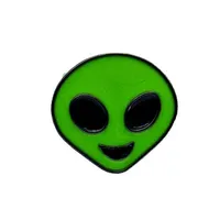 Green Alien Head Emalia Broszki Szpilki Mały Rozmiar Cartoon Odznaki Śliczne Kapel Pinki Do Odzież Plecak Koszula Kołnierz Whoelsae 2018 New Fashion
