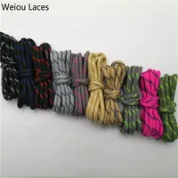 Weiou renkli çizgili polyester marka kayma aşınmaya dayanıklı yuvarlak ayakkabı bağcığı puantiyeli açık spor yürüyüş ayakkabı bağcıkları 120 cm