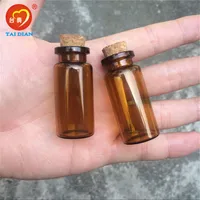 22 * 50 * 12.5mm 10 ml Amber glazen flessen met lege kleine potten Leuke 10 ml glazen kurken fles flesjes 100Units fles gratis verzending