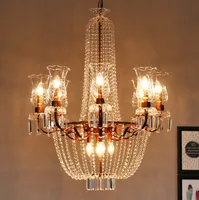 Regron Vintage Chandeliers Lamp LED Crystal Chandelier Art Deco Church Royal Suspension Lighting Lustre Dining Room Coffee Cafe