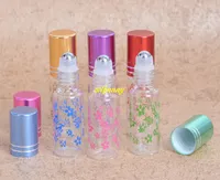 200pc / серия Быстрая доставка 5ML Бабочка печать стекла Эфирное масло Роликовые Бутылки 5cC Ролл на Perfume Bottle 5 цветов