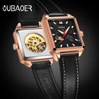 Oubaoer Top Brand Brand Sports Automatic Watch Uomo Uomo Unico pelle luminosa in pelle orologio meccanico uomo orologio oro maschio