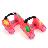 1 par de zapatos de rodillos para niños patines 4 ruedas de fuego zapatos de flash de motor pequeño portátil para niños niño y niña