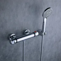 뜨거운 차가운 욕실 목욕 자동 온도 조절 꼭지 손 샤워와 호스 크롬 주방 수도꼭지 유럽 스타일 뜨거운 판매 믹서 황동 샤워 믹서