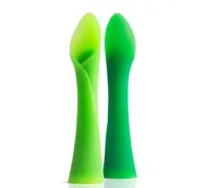 Baby Silicone Spoon Feeding Teethers Bamboo Leaves Shape Safety Teething Toys Infant Toddlers Dishes Scoop Utensils