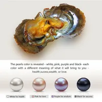 Blanc violet rose noir akoya rond huîtres perles d'eau douce avec des perles de perle de perles de 6-7mm