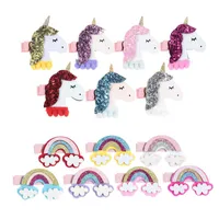 Accessori per capelli per bambini Unicorn Girls Bows Rainbow Principessa Jojo Siwa Kids Clips Ribbon Bambini Barrettes HairClips A1744