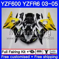 Gula flammar Stock Body for Yamaha YZF-600 YZF-R6 03 YZF R6 2003 2004 2005 Bodywork 228HM.47 YZF 600 R 6 YZF600 YZFR6 03 04 05 Fairings Kit