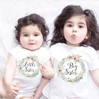 Hot Summer Cute Baby Girls Clothes Short Sleeve Cotton Little Sister Romper Big Sister T-shirt Outfit Sisters Match Outfits