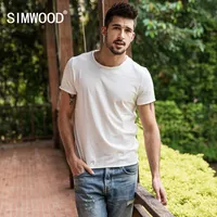Simwood Brand 2018 Hot Sale Nya Men Kläder T-shirt Sommar Kortärmad O-Hals Casual Slim Toppar Tees Gratis Frakt 180050