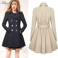 Maxfresh Winter Grande taille S-2XL Manteau de laine Femme 2018 Mode automne Haute Qualité Double poitrine mince manteau femme