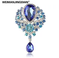 Weimanjingdian grande cristal diamante rhinestones teardrop casamento broche pinos em cores sortidas