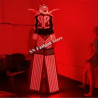 QZ11 LED Licht Kostüm Ballroom Dance RGB leuchtenden Roboter Laser Männer Anzug DJ leuchtende Bühne Leistung Bar Party Club tragen Tuch Leistung