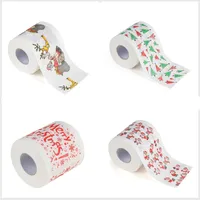 Wesołych Świąt Christmas Toaleta Papier Kreatywny Drukowanie Wzór Serii Rolka Papierów Moda Funny Nowość Prezent Eco Przyjazny Przenośny 3ms JJ