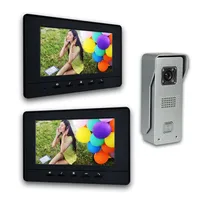 7 Inç LCD Monitör Kablolu video Kapı Zili İnterkom Sistemi Görüntülü Kapı Telefonu Alüminyum alaşım Kamera Video Interkom diyafon Kiti 2-Monitor